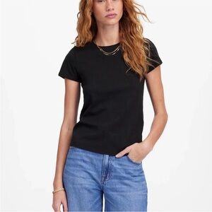 Madewell Black Short Sleeve Crew Neck Slim Shrunken Tee XS NWT